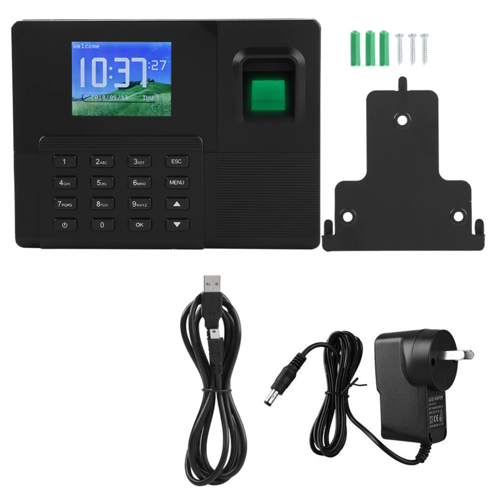 2.8" TFT Screen Fingerprint Recorder Attendance Machine Clock Time Card AU Plug 100-240V