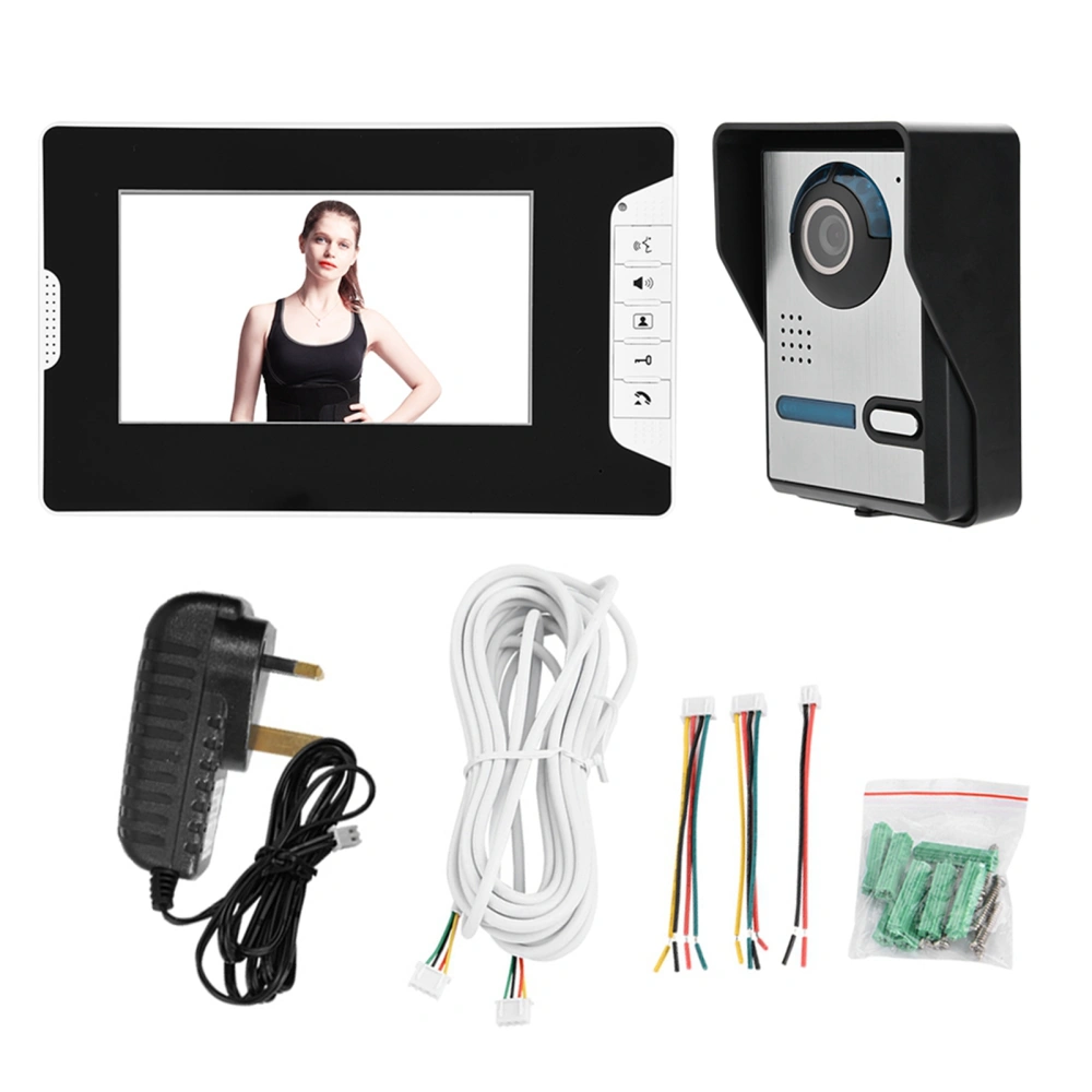 Video Door Doorbell Intercom Kit Night Vision Rainproof Smart Doorbell Kit (UK Plug)