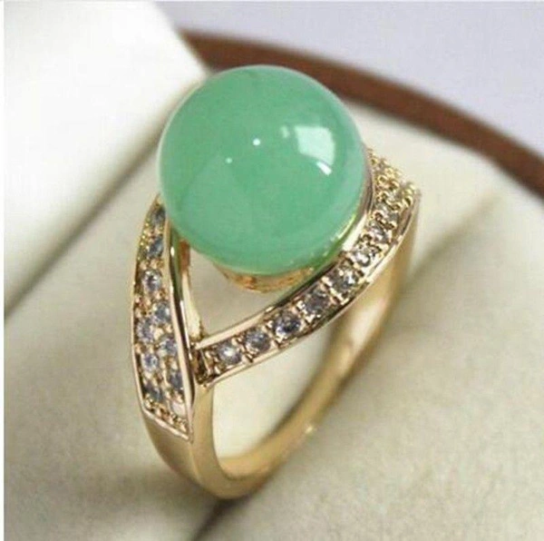 12MM Green Jade Women' s Ring