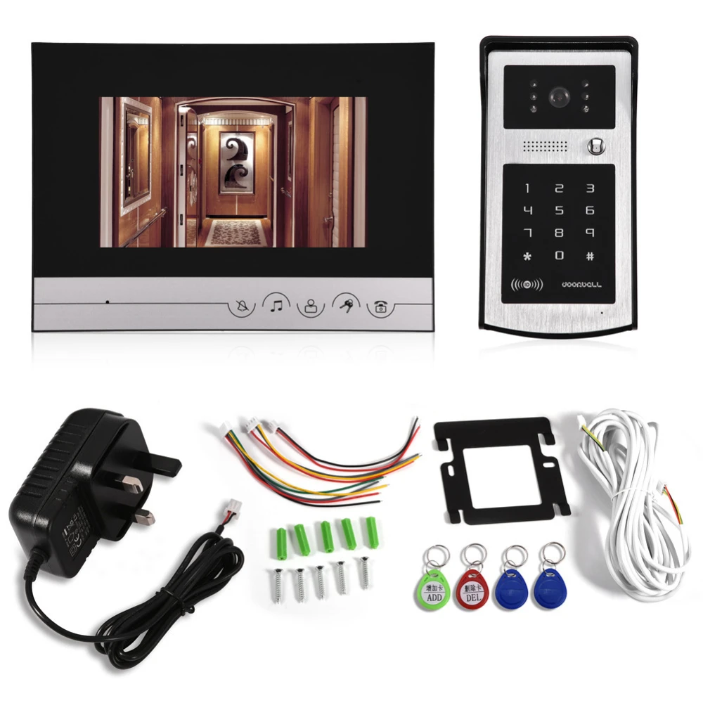 HD Visual Intercom Video Doorbell Night Vision Home Security Lock System Waterproof UK Plug