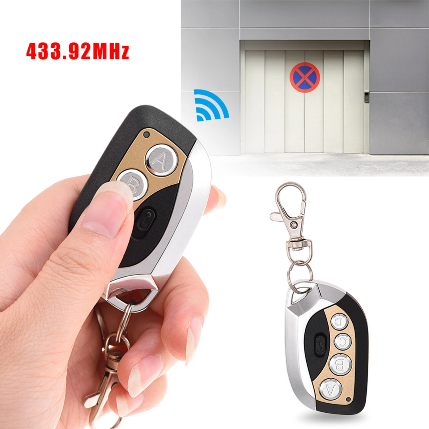433.92MHz Electric Cloning Universal Garage Door Gate Remote Control Duplicator Key Fob Gold