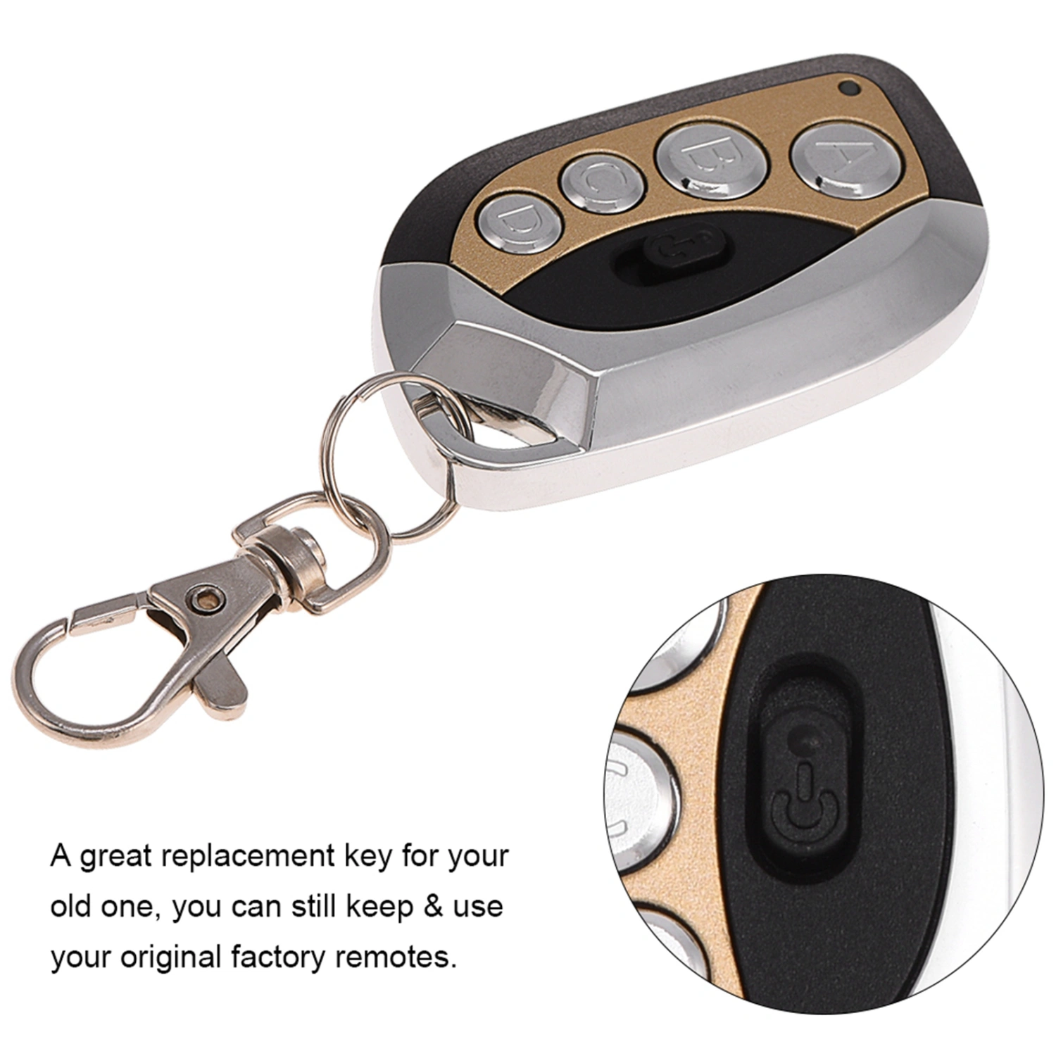 433.92MHz Electric Cloning Universal Garage Door Gate Remote Control Duplicator Key Fob Gold