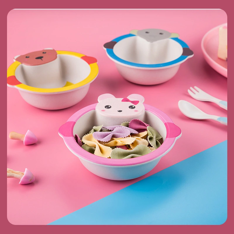 Fiber Children's Cartoon Bowl Environmental Protection Baby Cutlery