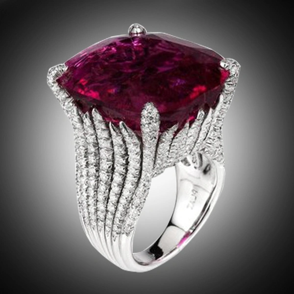 Dazzling Women Fashion 925 Sterling Silver Natural Ruby Diamond Engagement Antique Ring