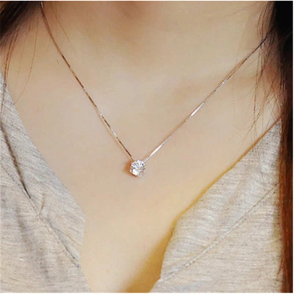 Korean Women Fashion 925 Sterling Silver Jewelry Inlaid Diamond Short Necklace Clavicle Chain