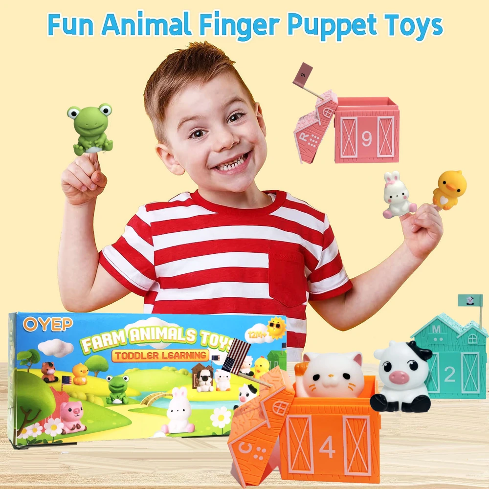 Children's Educational Gnawing Molars Creative Farm Animal Finger Toy Set