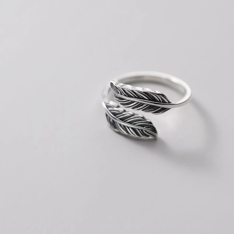 Vintage Thai Silver Feather Ring