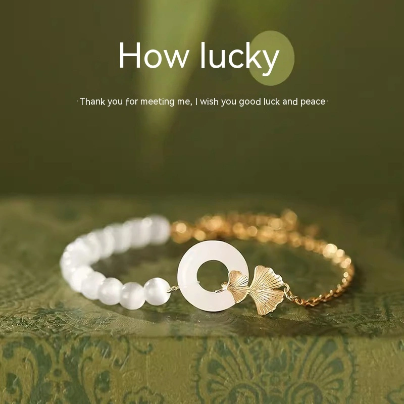 Hetian Jade Peace Buckle Sterling Silver Bracelet