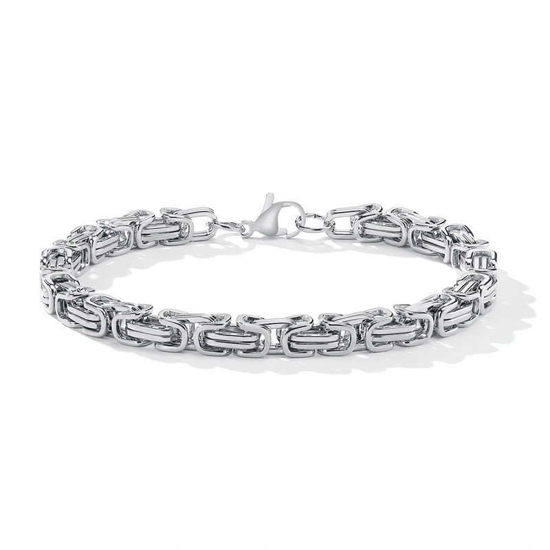 Stainless Steel Square Byzantine Bracelet Gold