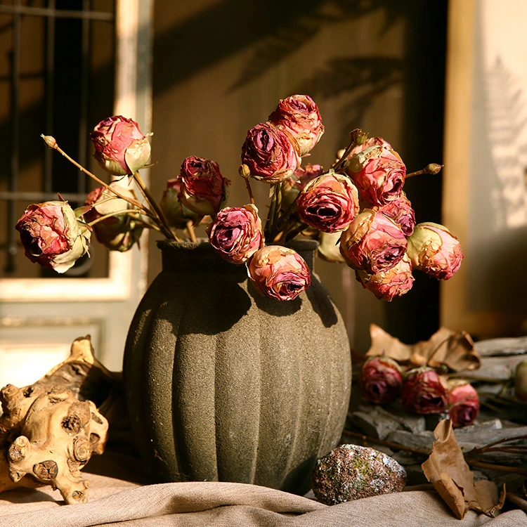 Retro Three-headed Dried Flower Rose Autumn Fake Flower