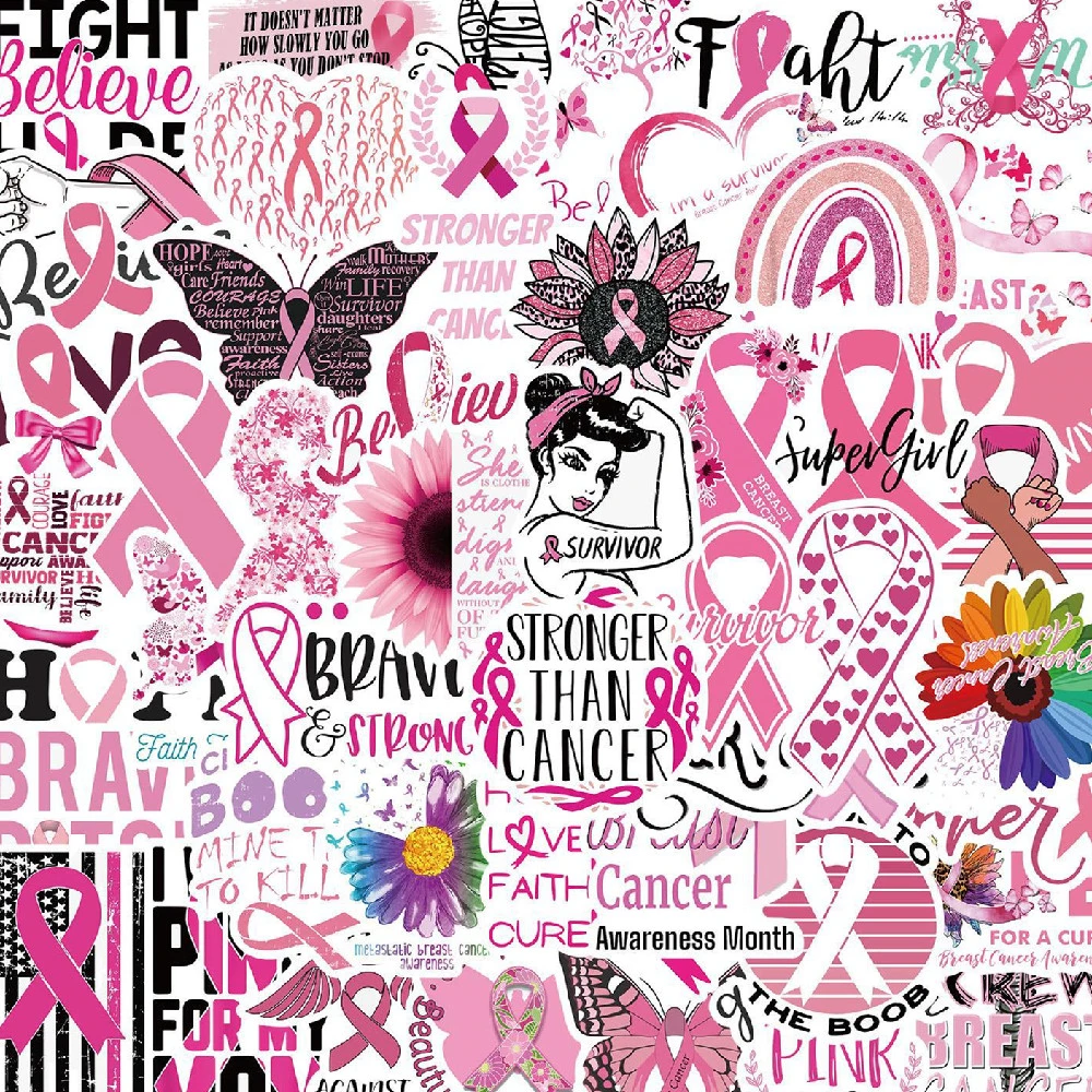 103050pcs Breast Cancer Awareness Stickers  Ribbon