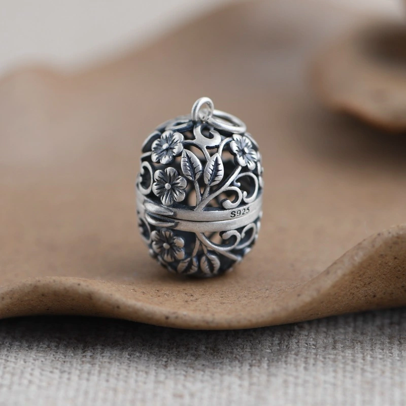 S925 Silver Perfume Bag Openable Pendant