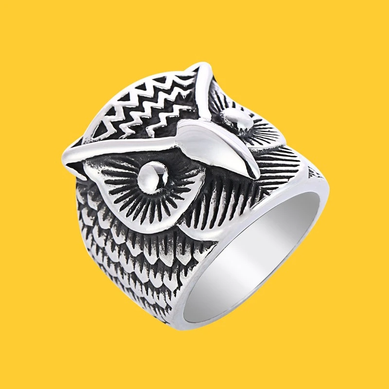 Animal Stainless Owl Titanium Steel Ring