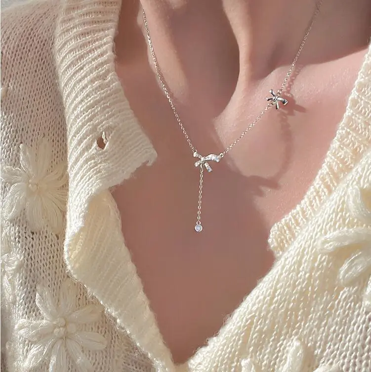 Simple Light Luxury Bow Knot Pendant Necklace