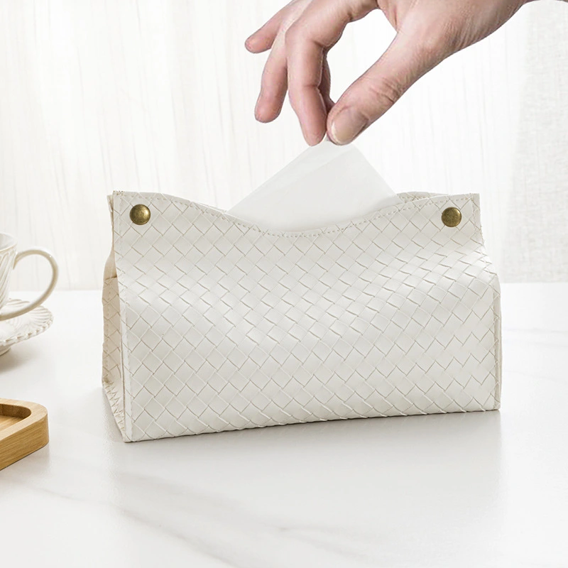 Artificial Leather PU Plaid Tissue Box