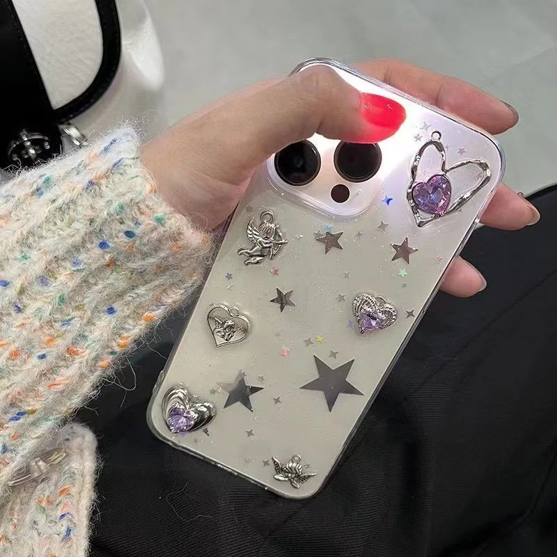 Three-dimensional Purple Love Diamond Phone Case All-inclusive Drop-resistant