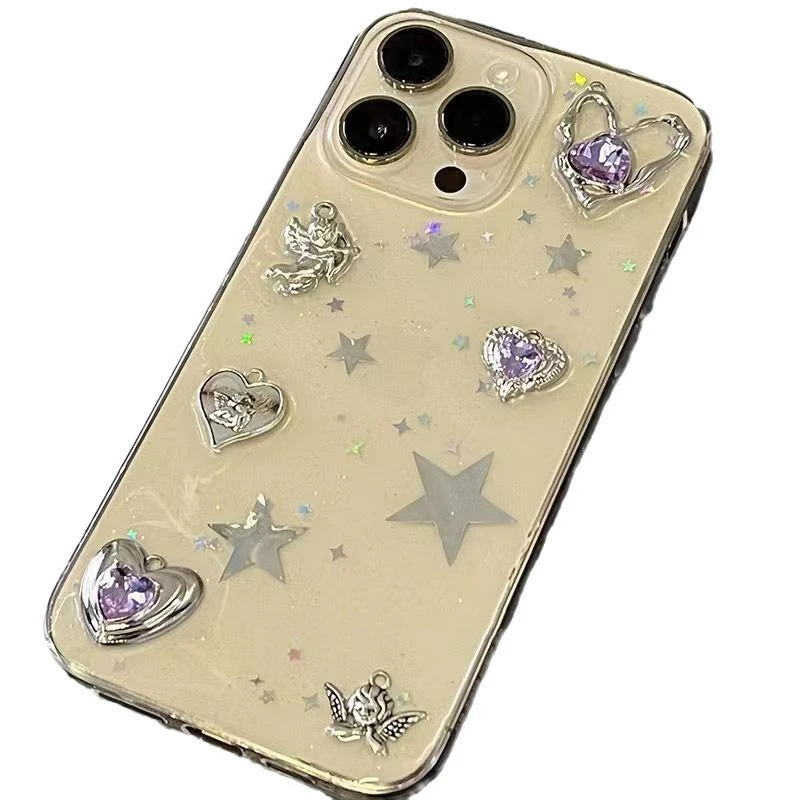 Three-dimensional Purple Love Diamond Phone Case All-inclusive Drop-resistant