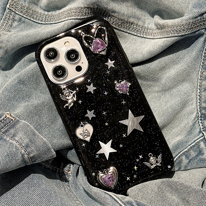 Three-dimensional Purple Love Diamond Phone Case All-inclusive Drop-resistant
