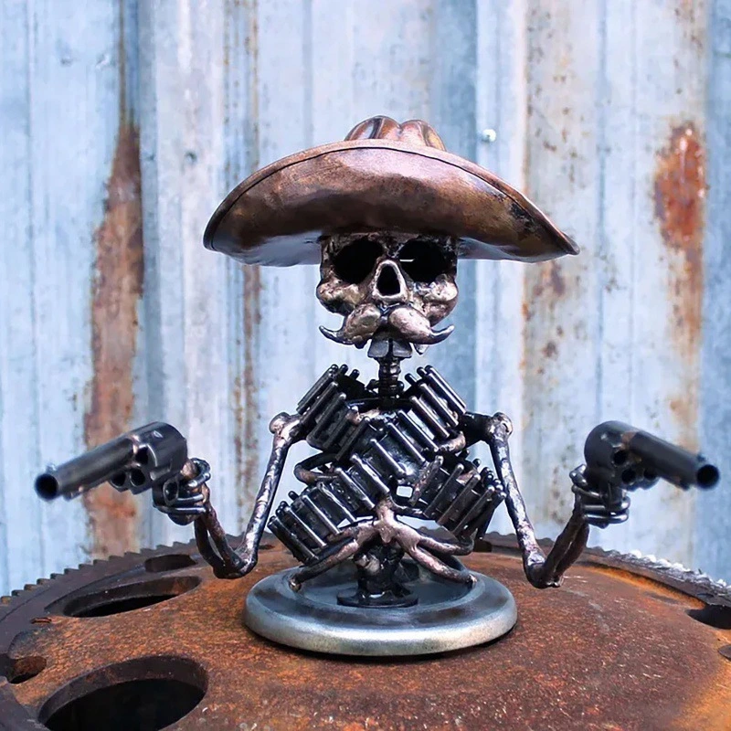 Cowboy Skull Gunner Pocket Cap Resin Decorative Ornaments