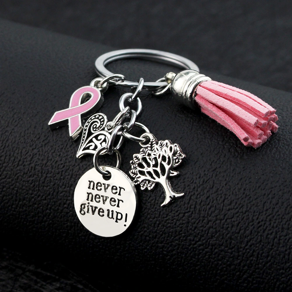 Ribbon Tassel Never Give Up Love Tree Keychain