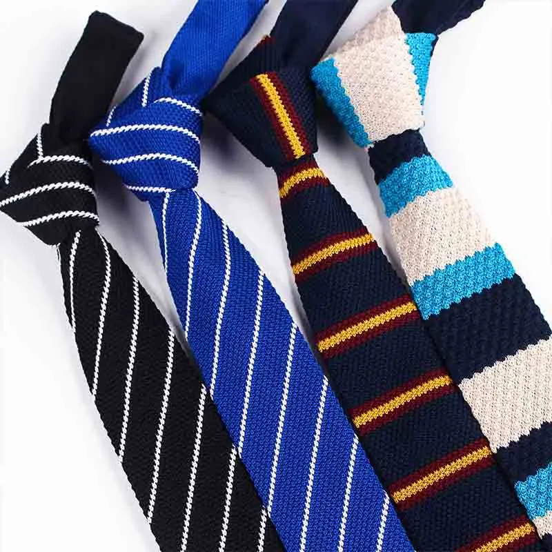 Men's Twill Knitted Tie Striped Contrast Color