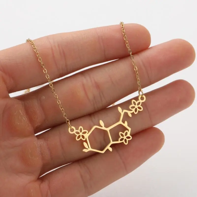 Geometric Chemical Water Molecular Structure Stainless Steel Hexagonal Pendant