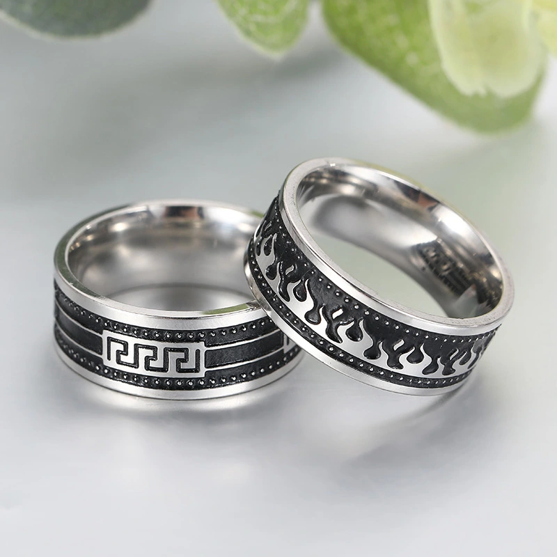 Men's Grease Titanium Steel Ring