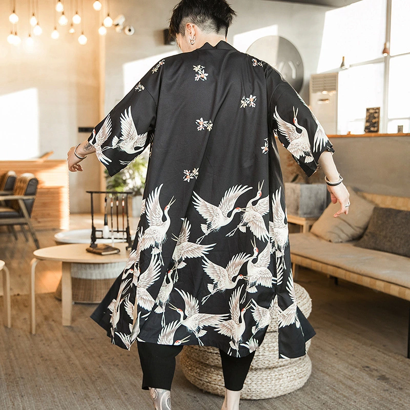 Long crane crane kimono cardigan