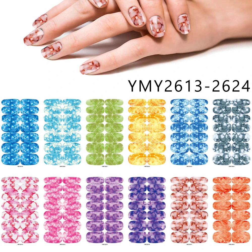 Fashion Color Marble Blooming Nail Stickers