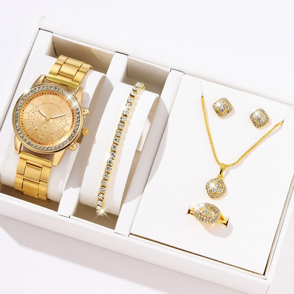 Luxury All-match Diamond Big Rhinestone Women's Five-piece Gift Box