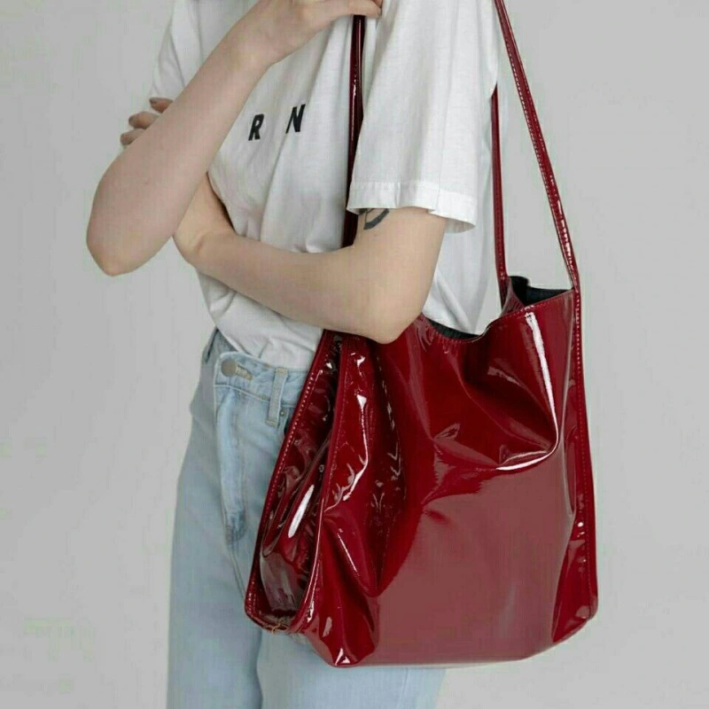 Bright Leather Fashion Red Women Bag