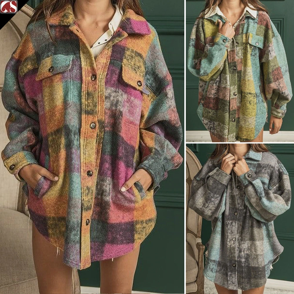 Single Breasted Lapel Fleece Coat Shirt Women