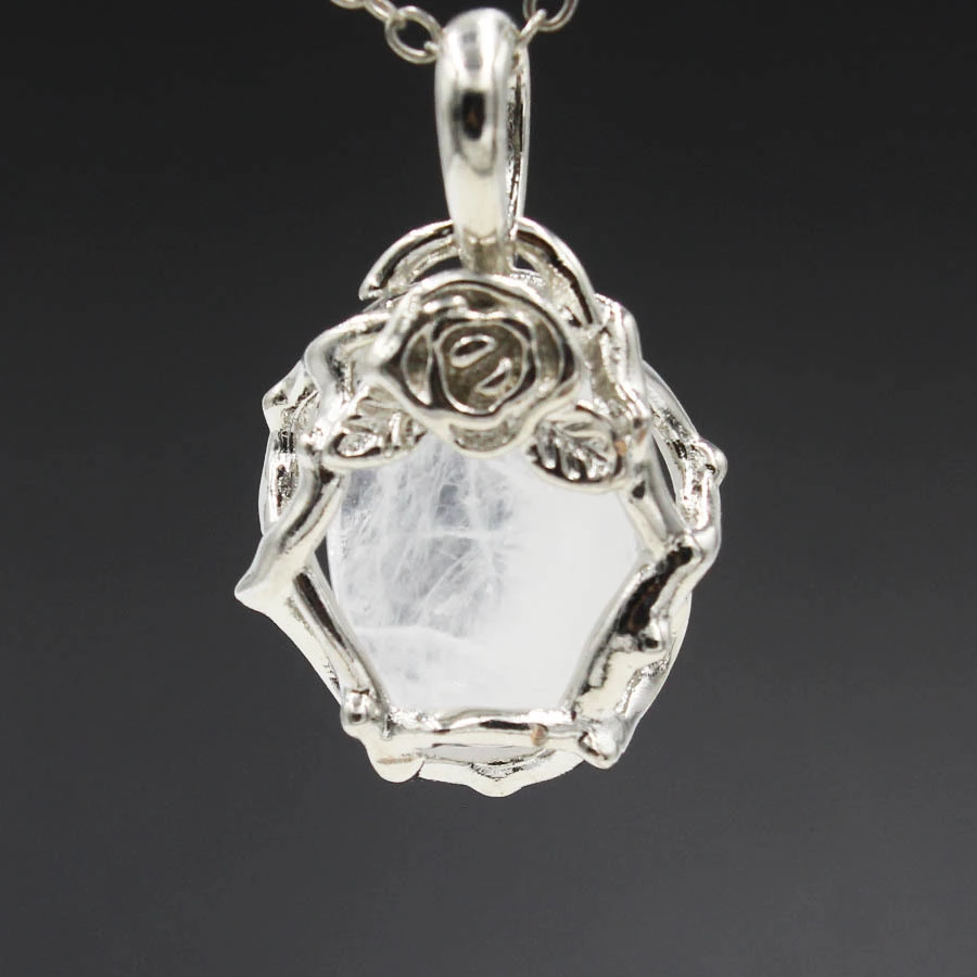 Natural Stone Crystal Oval Pendant