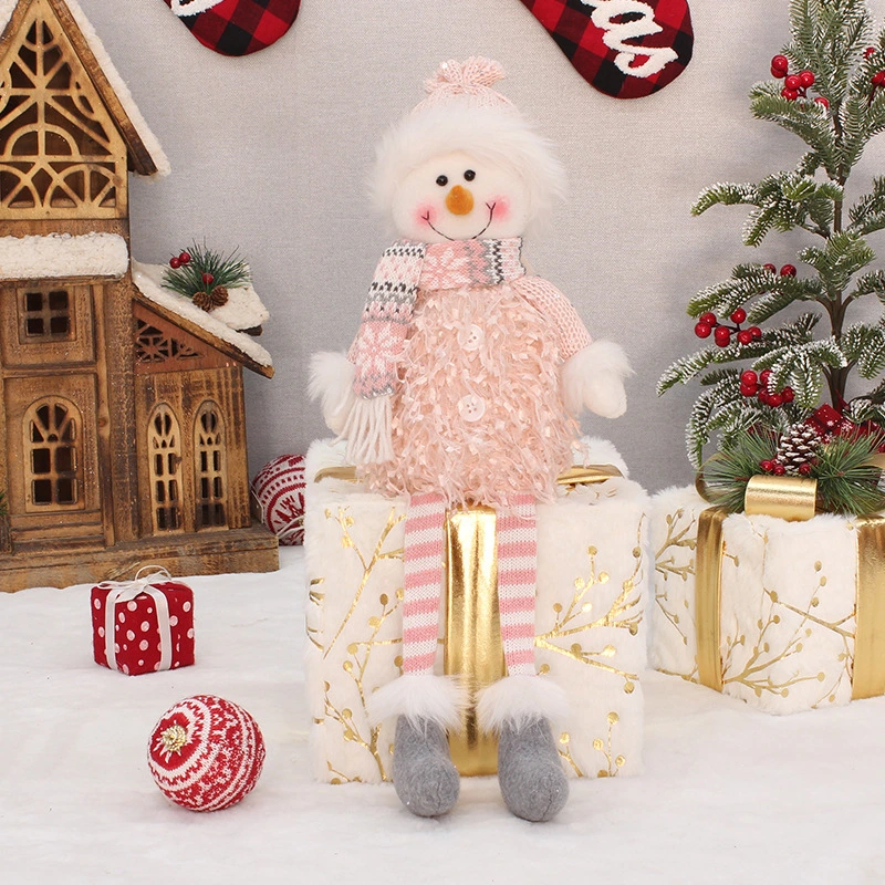 Sitting Retractable Elderly Snowman Elk Doll