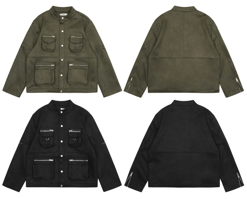 High Street American-style Multi-pocket Suede Flight Jacket