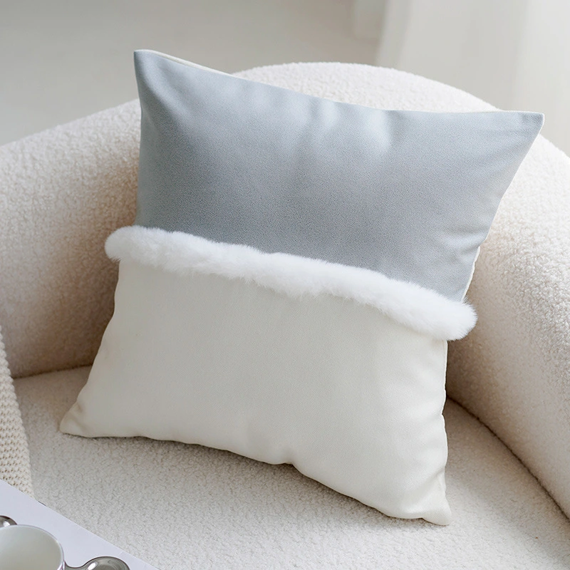 Stitching Cream Gray Light Luxury Advanced Pillow