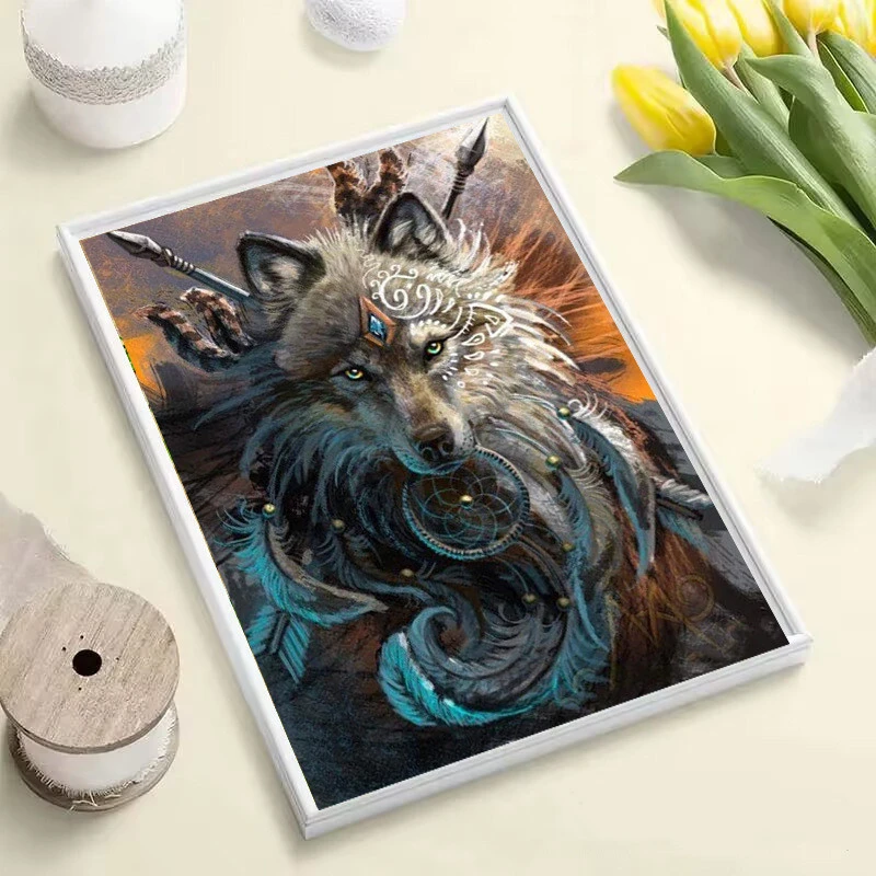 DIY Animal Wolf Head Creative Home 5D Diamond Decorative Painting