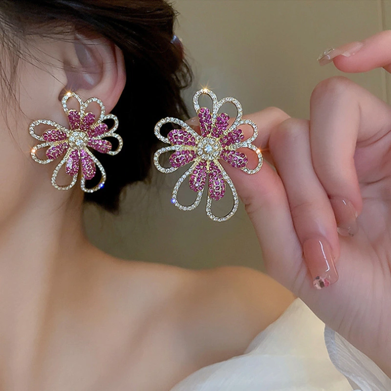 Diamond Flower Personality Trend Design Sense Earrings