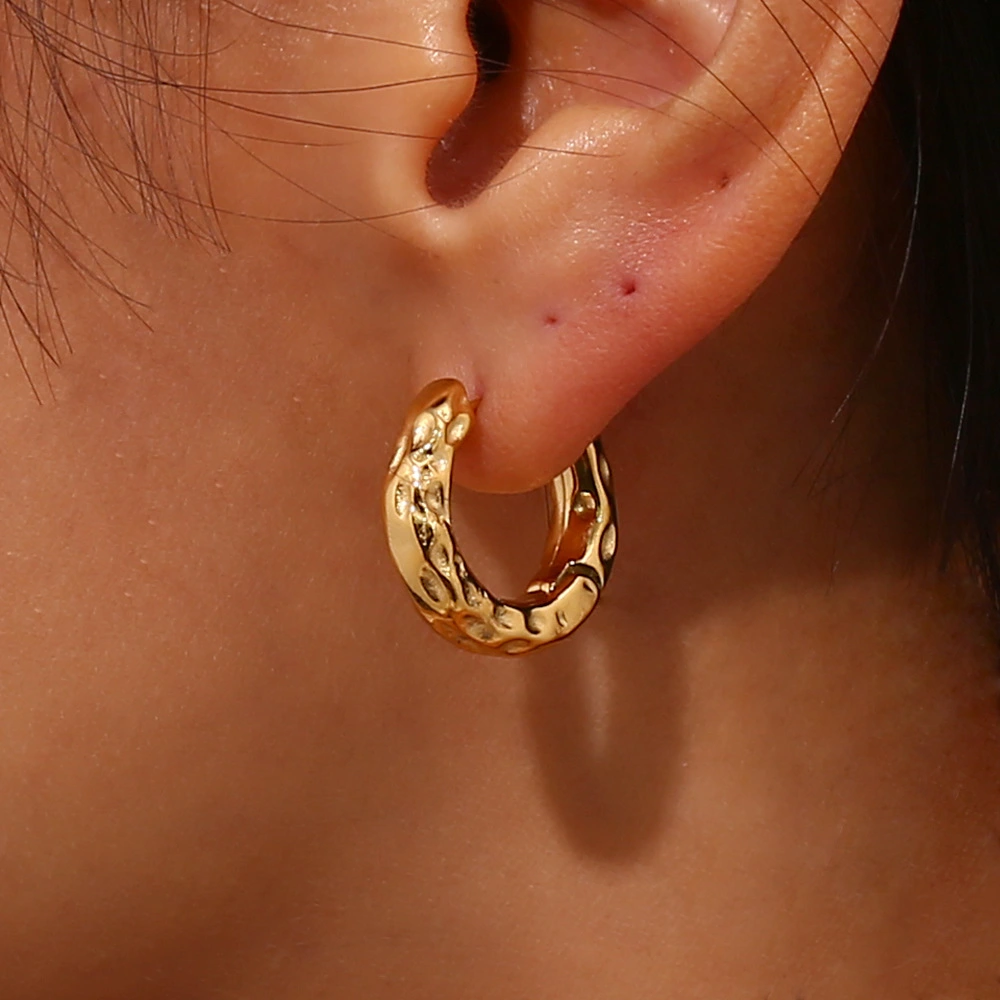 Stainless Steel Irregular Moon Surface Earrings