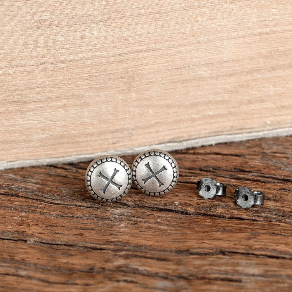 S925 Sterling Silver Retro Round Studs