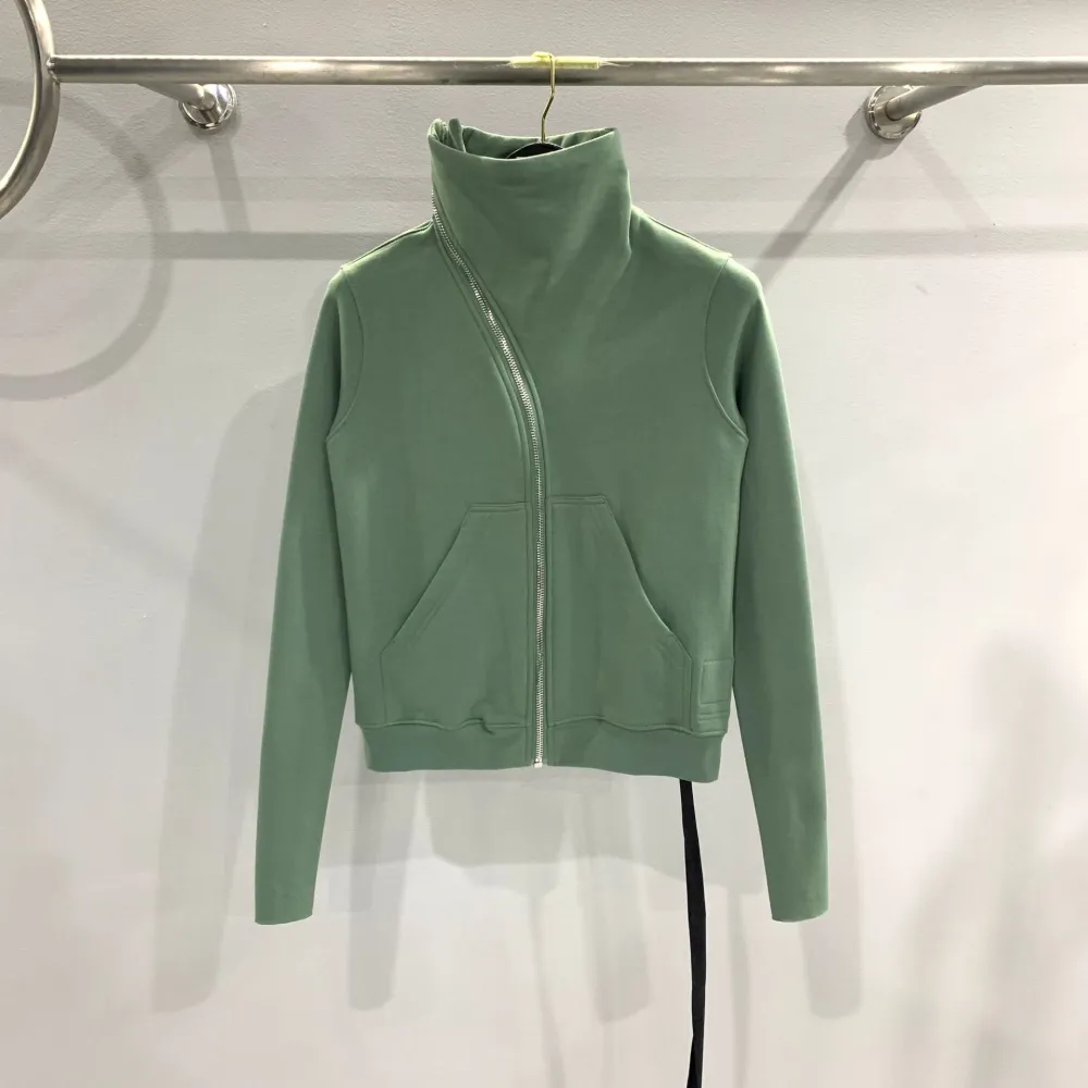 Women's Dark Style Oblique Zipper Turtleneck Cotton Brushed Sweater Coat