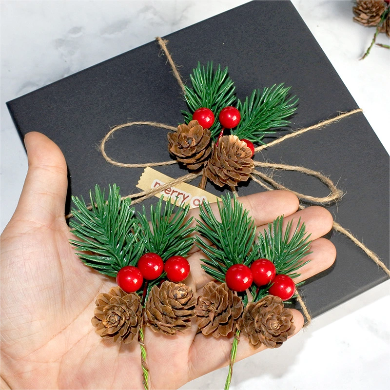 Christmas Decorations Pine Branches Pine Needle Red Pine Cone Pendant