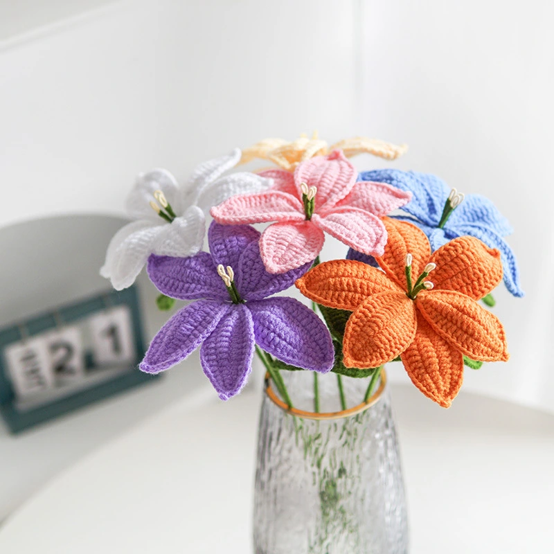 Handmade Wool Crocheted Milk Cotton Decorative Simulation Bouquet