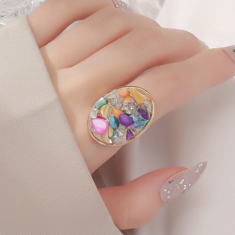 Ornamental Stone Crystal Geometric Ring