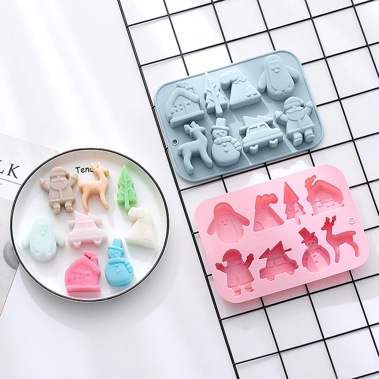 8-piece Penguin House Elk Car Silicone Mold