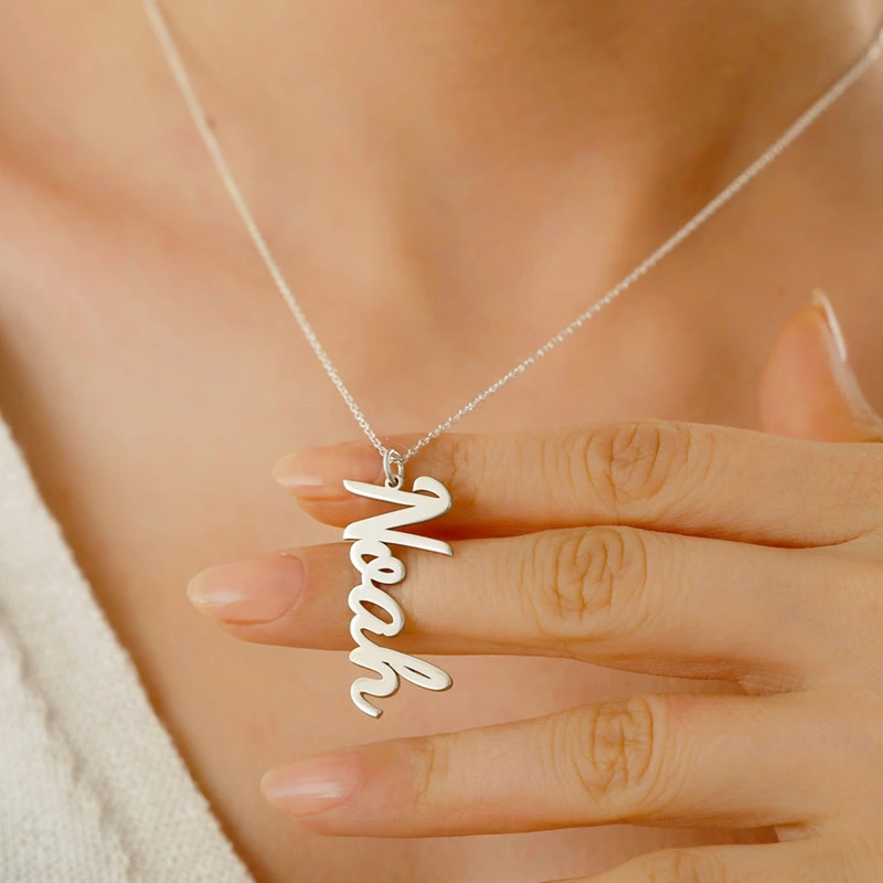 Women's Stainless Steel Necklace DIY English Letter Necklace Stainless Steel Handwritten English Name Necklace