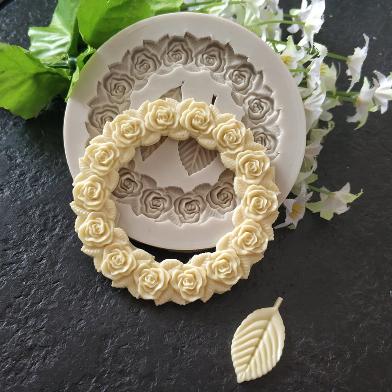 Rose Wreath Leaf Wreath Silicone Fondant Mould