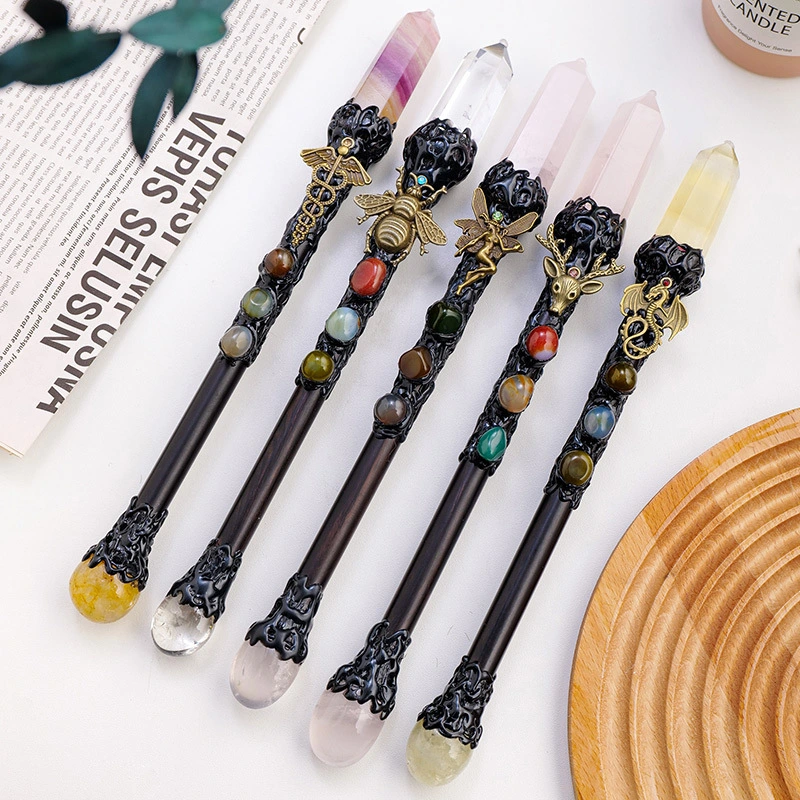 Natural Crystal Magic Wand Halloween Truncheon Cane