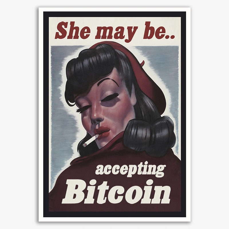 Bitcoin Digital Electronic Money Canvas Picture Vintage Wall Sticker Home Decor Gift