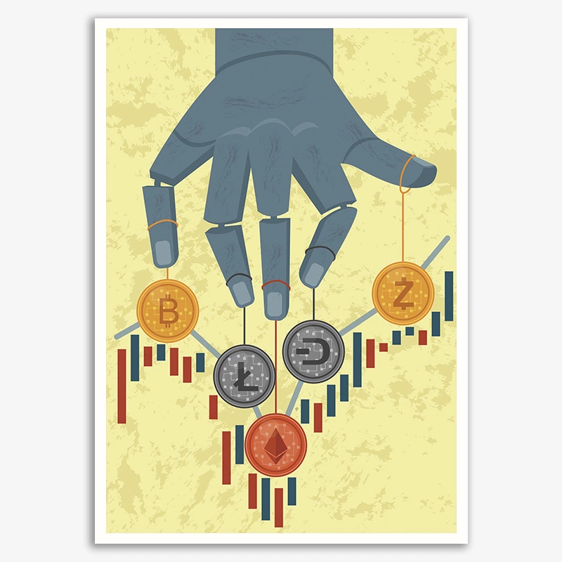 Bitcoin Digital Electronic Money Canvas Picture Vintage Wall Sticker Home Decor Gift